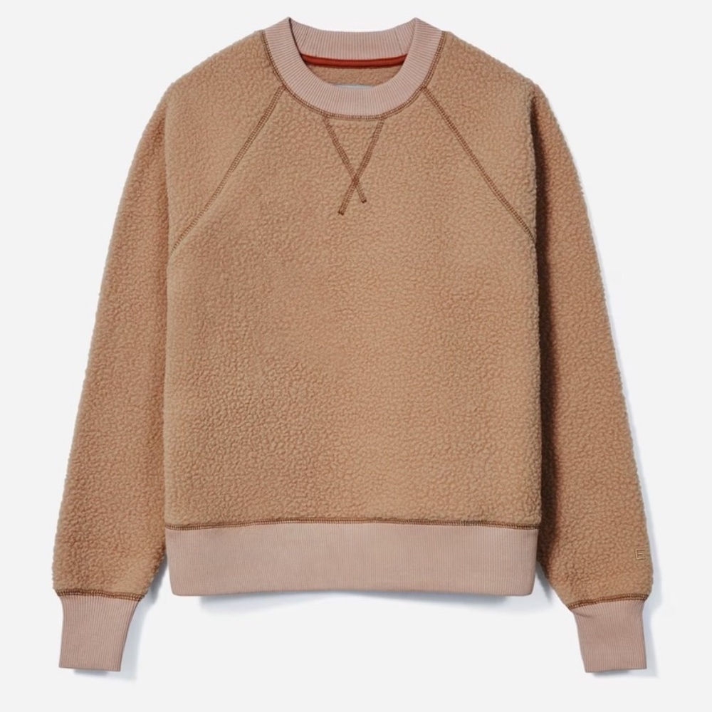 EVERLANE The ReNew Fleece Raglan Sweatshirt in Camel Size S